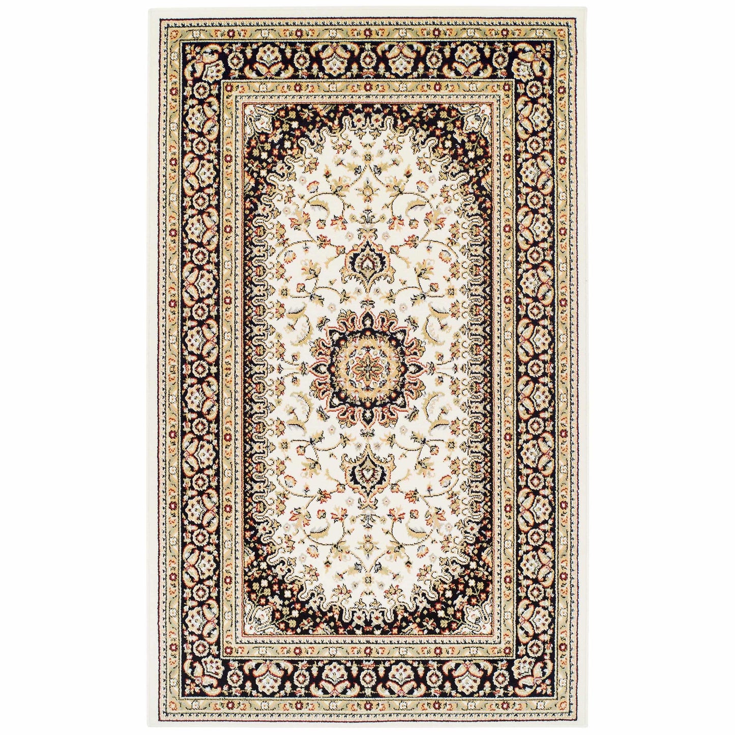  Superior Edinberg Oriental Floral Medallion Area Rug - Ivory/Red