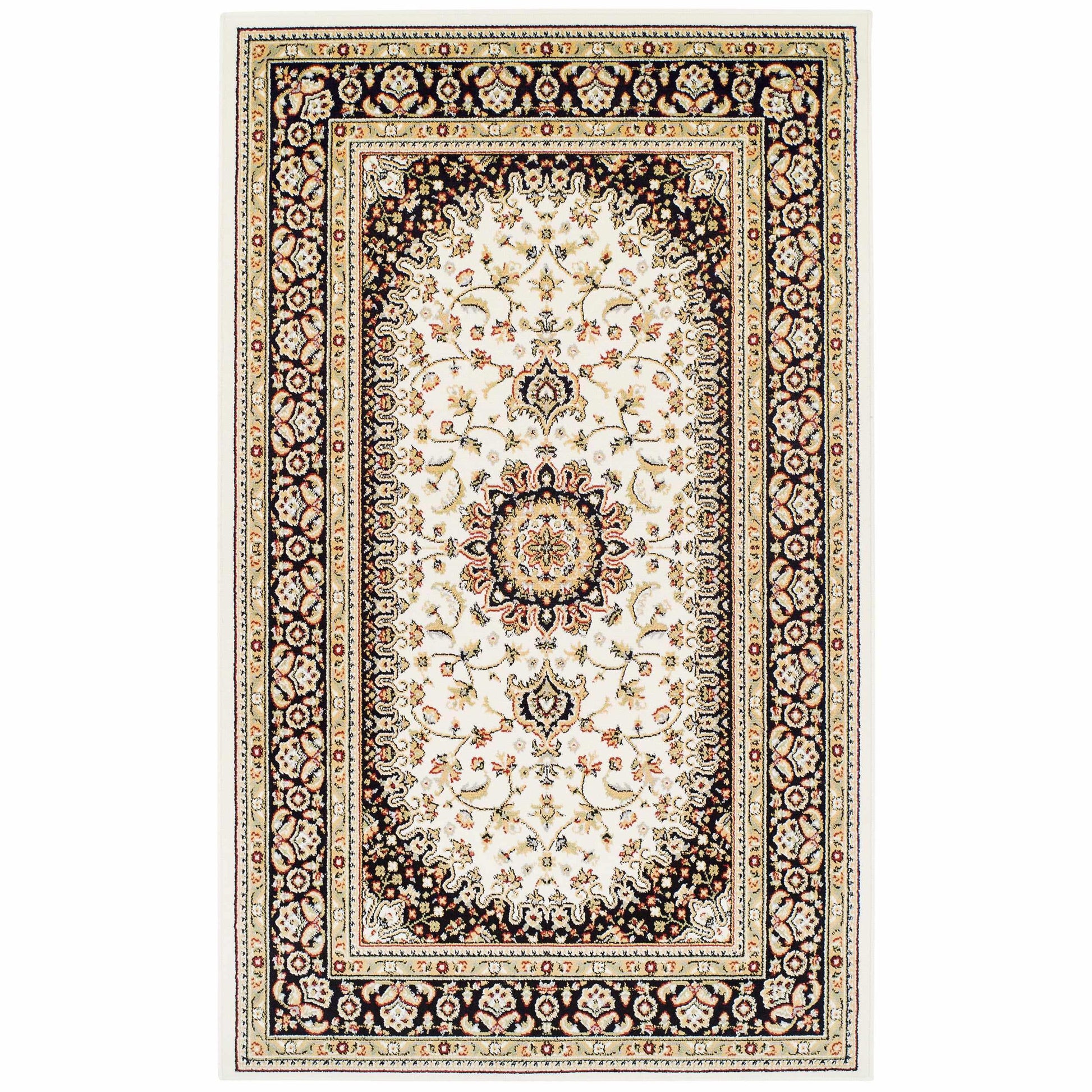  Superior Edinberg Oriental Floral Medallion Area Rug - Ivory/Red