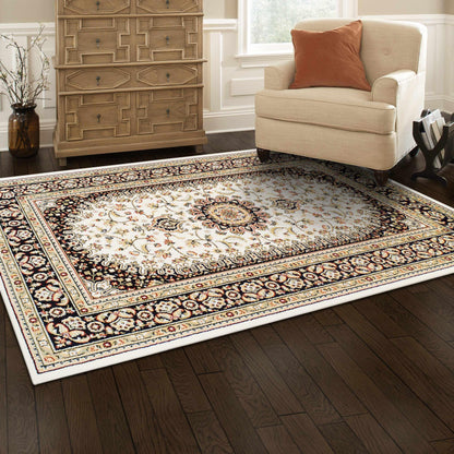  Superior Edinberg Oriental Floral Medallion Area Rug - Ivory/Red