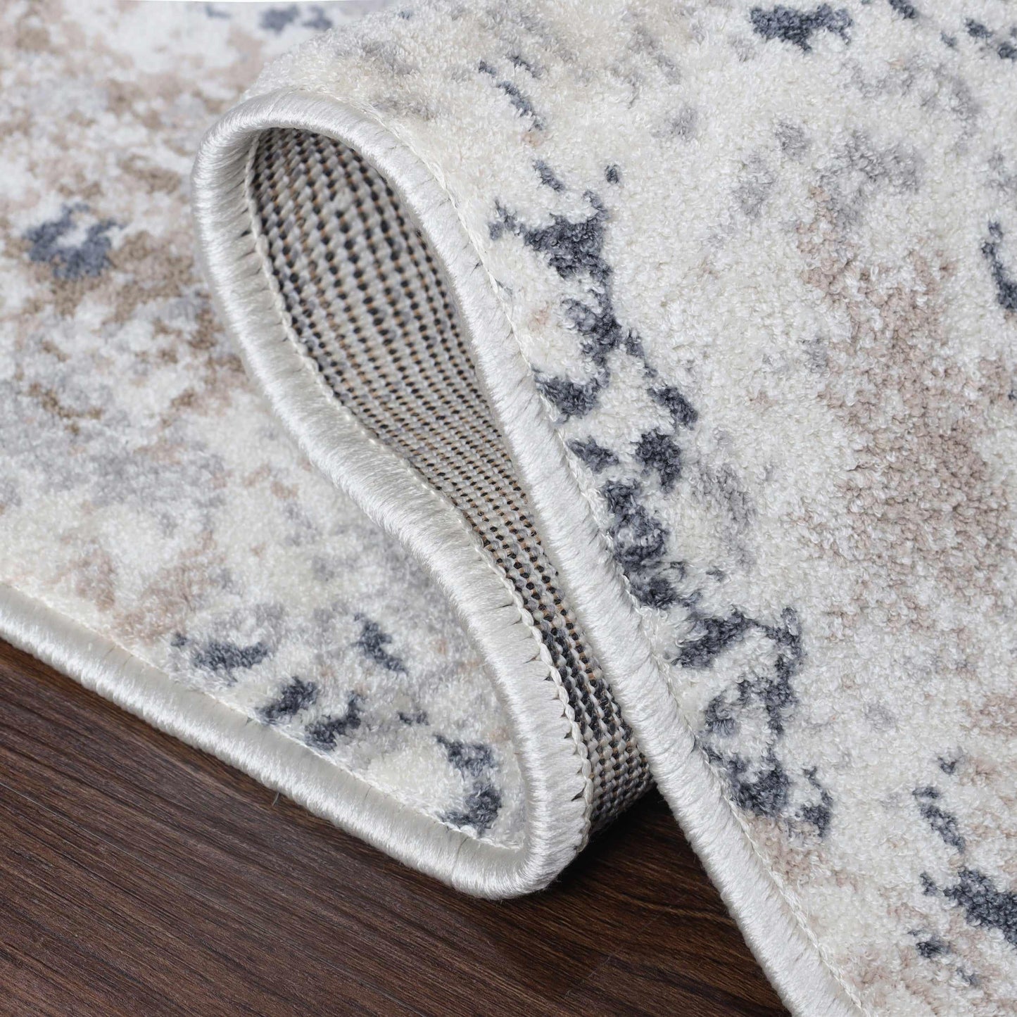 Superior Modern Distressed Medallion Indoor Area or Runner Rug - Ivory