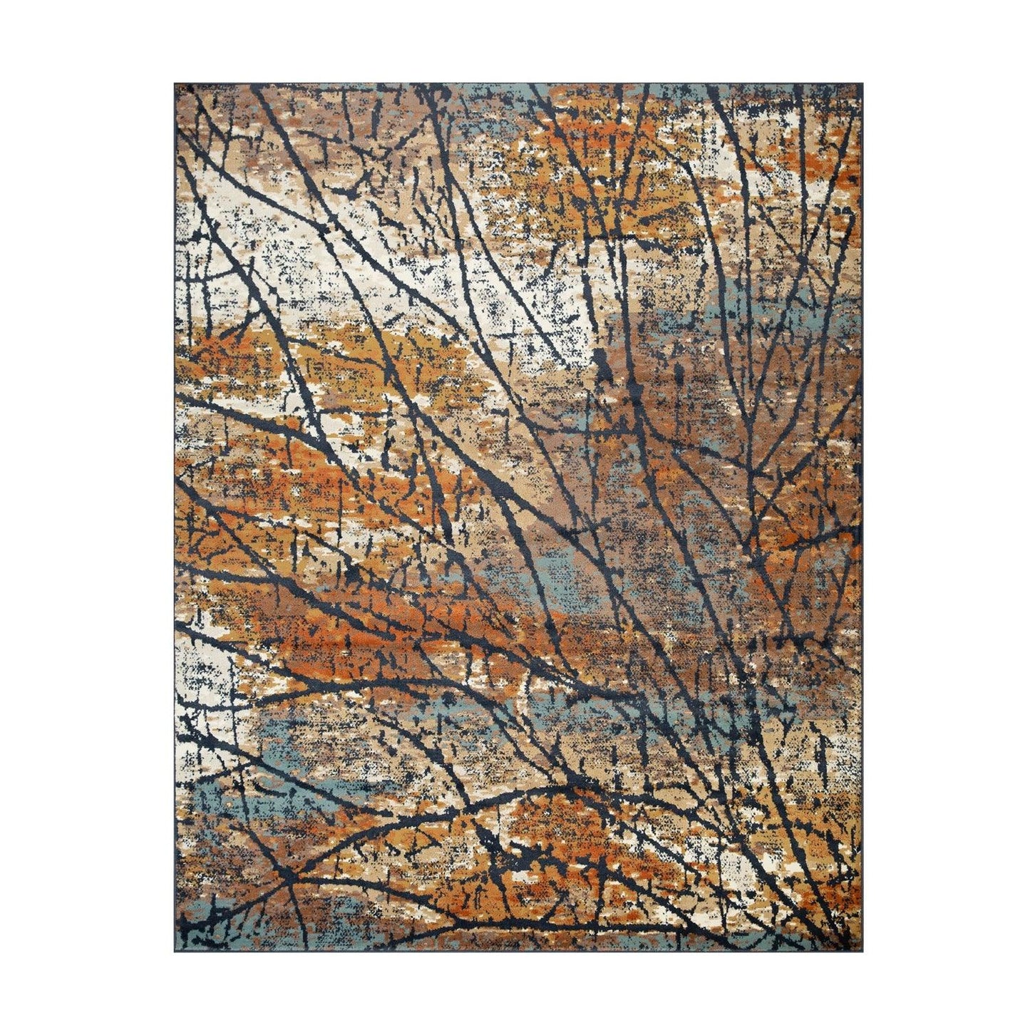 Superior Fifi Modern Branches Indoor Area Rug or Runner - Blue-Cream