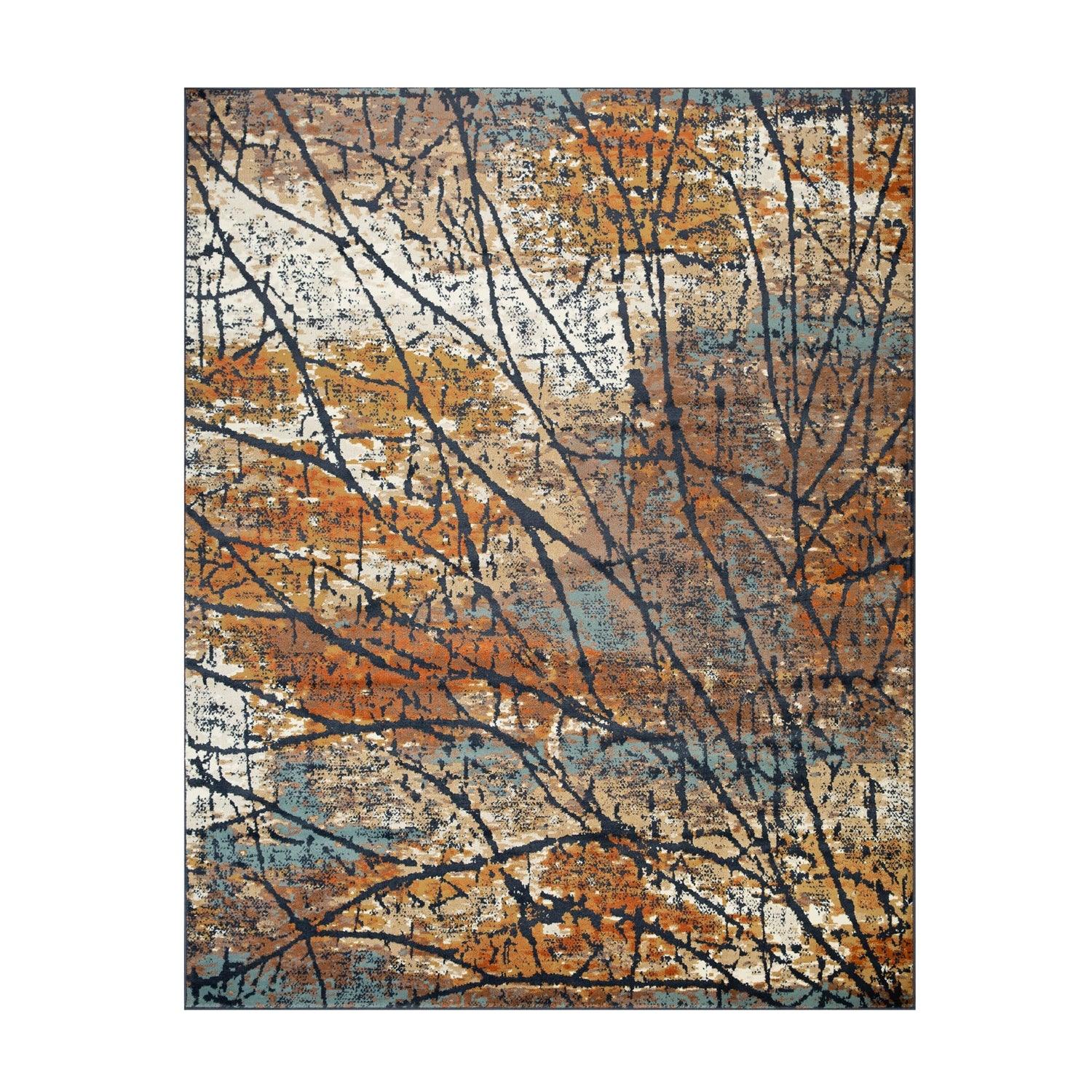 Superior Fifi Modern Branches Indoor Area Rug or Runner - Blue-Cream