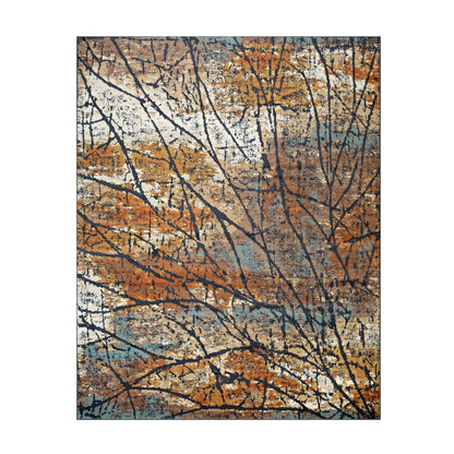 Superior Fifi Modern Branches Indoor Area Rug or Runner - Blue-Cream