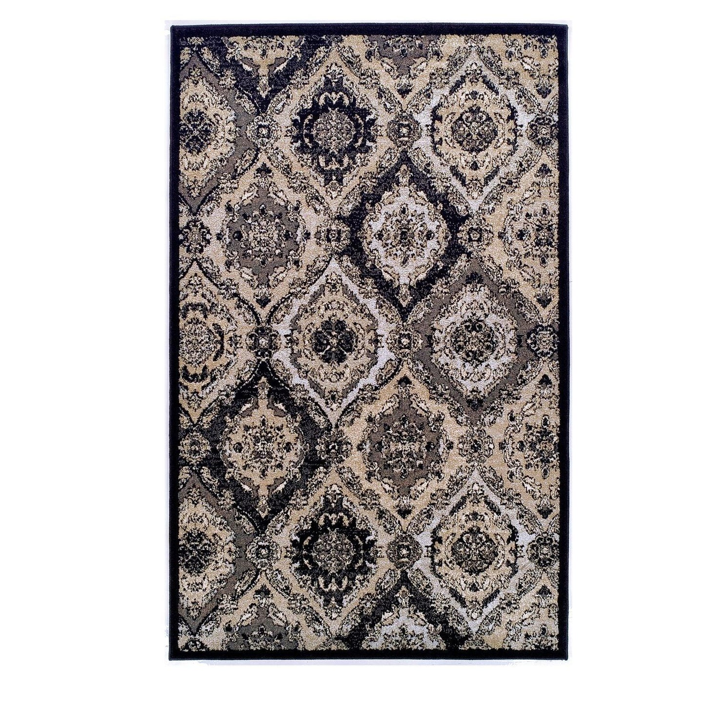  Superior Hayden Baroque Medallion Trellis Area Rug - Black