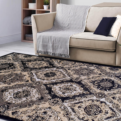  Superior Hayden Baroque Medallion Trellis Area Rug - Black