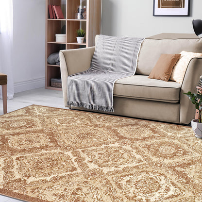  Superior Hayden Baroque Medallion Trellis Area Rug - Brown