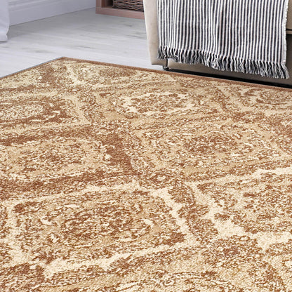  Superior Hayden Baroque Medallion Trellis Area Rug - Brown
