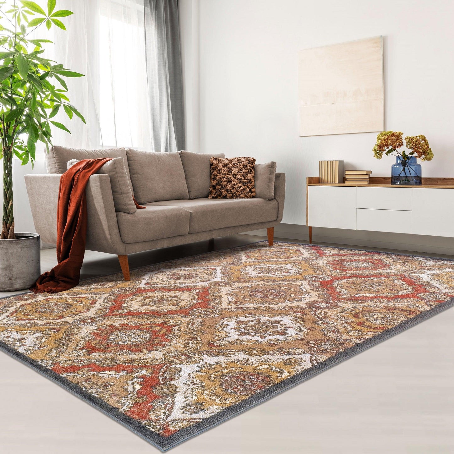  Superior Hayden Baroque Medallion Trellis Area Rug - Cream