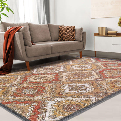  Superior Hayden Baroque Medallion Trellis Area Rug - Cream