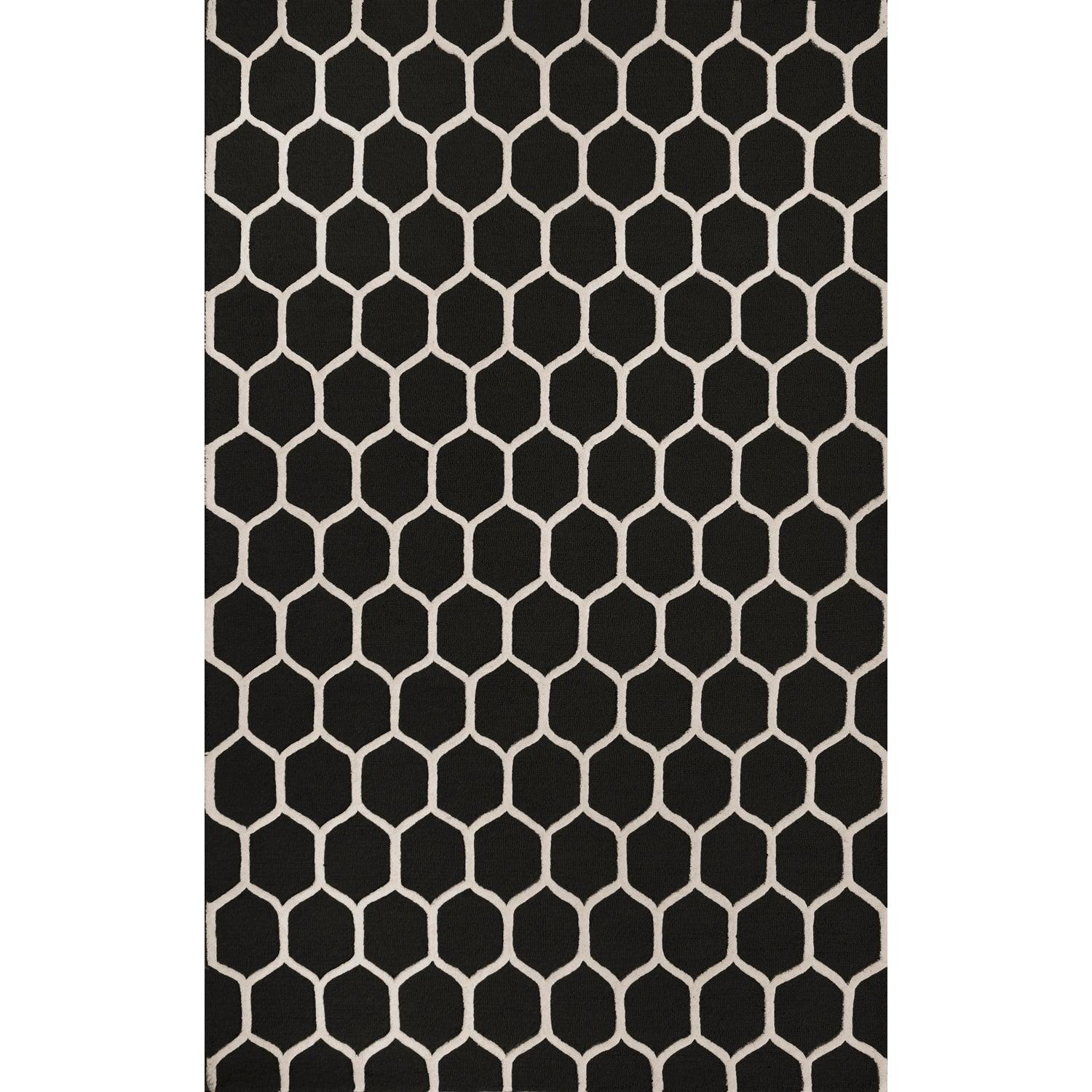  Superior Honeycomb Modern Geometric Hand Tufted Wool Area Rug - Chocolate/Ivory