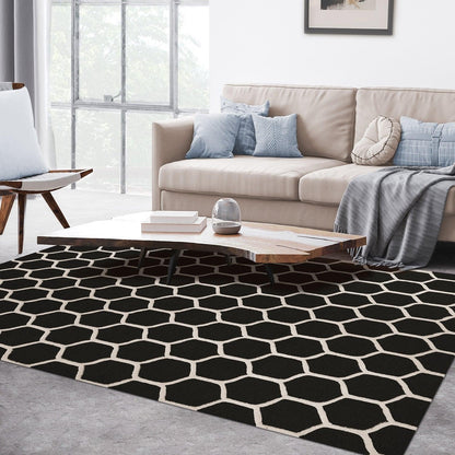  Superior Honeycomb Modern Geometric Hand Tufted Wool Area Rug - Chocolate/Ivory