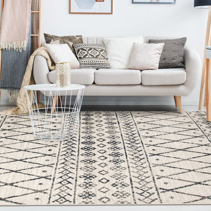  Superior Hotoko Distressed Aztec Geometric Contemporary Area Rug - Charcoal