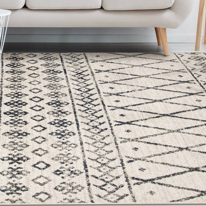  Superior Hotoko Distressed Aztec Geometric Contemporary Area Rug - Charcoal
