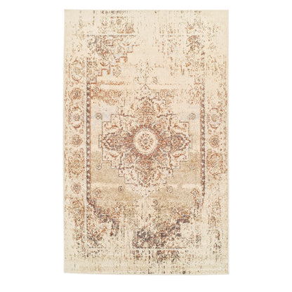  Superior Jaxon Heavily Distressed Medallion Area Rug - Cream