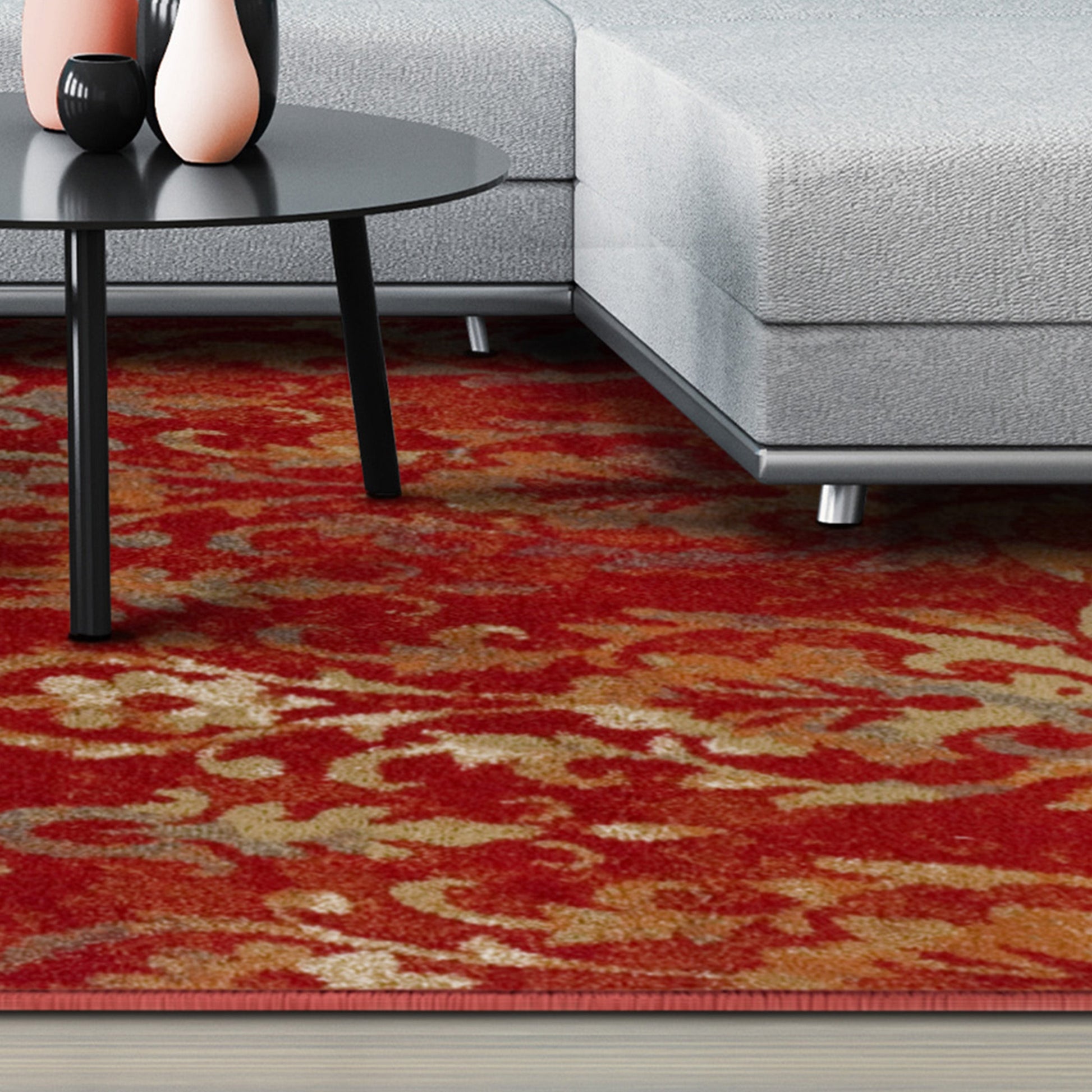  Superior Lafayette Oriental Floral Scroll Indoor Area Rug - Maroon