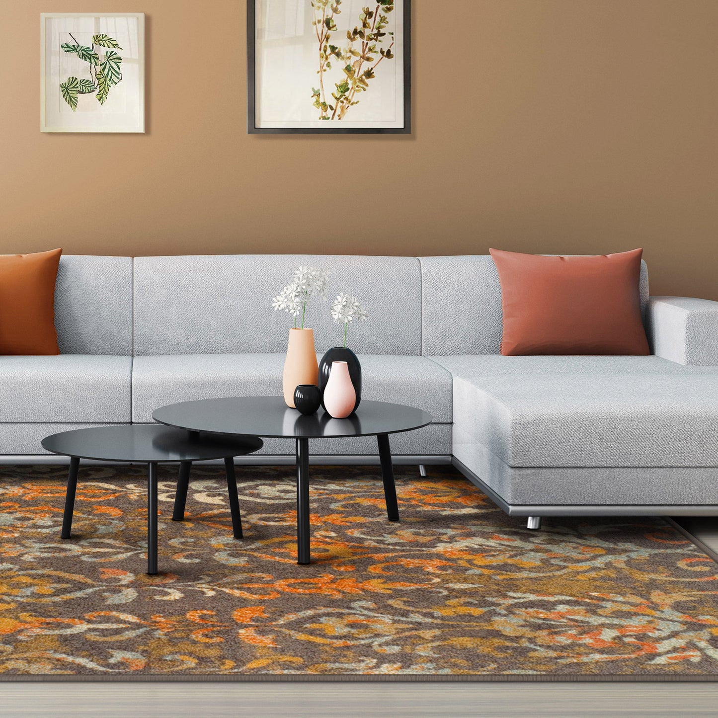  Superior Lafayette Oriental Floral Scroll Indoor Area Rug - Tan