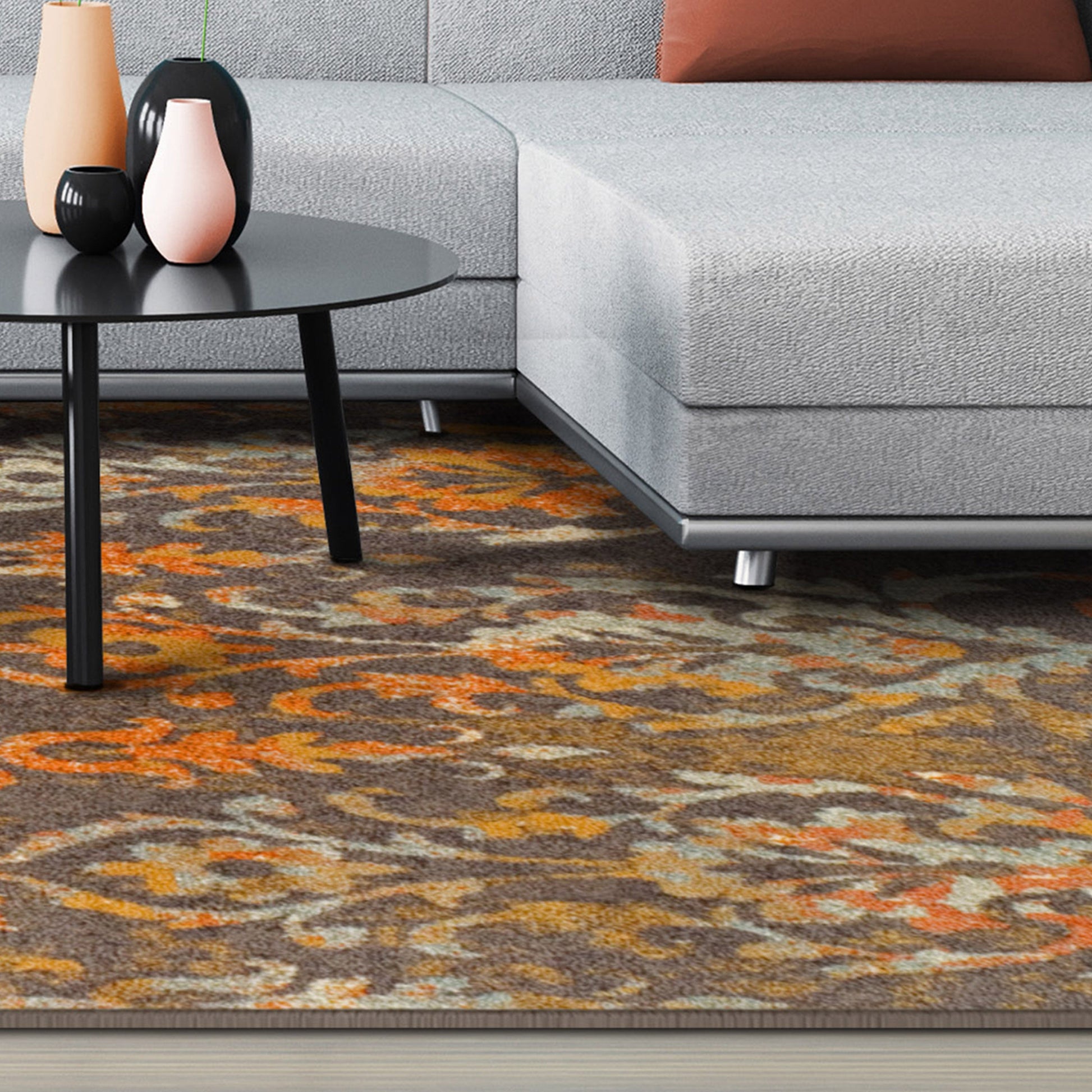  Superior Lafayette Oriental Floral Scroll Indoor Area Rug - Tan