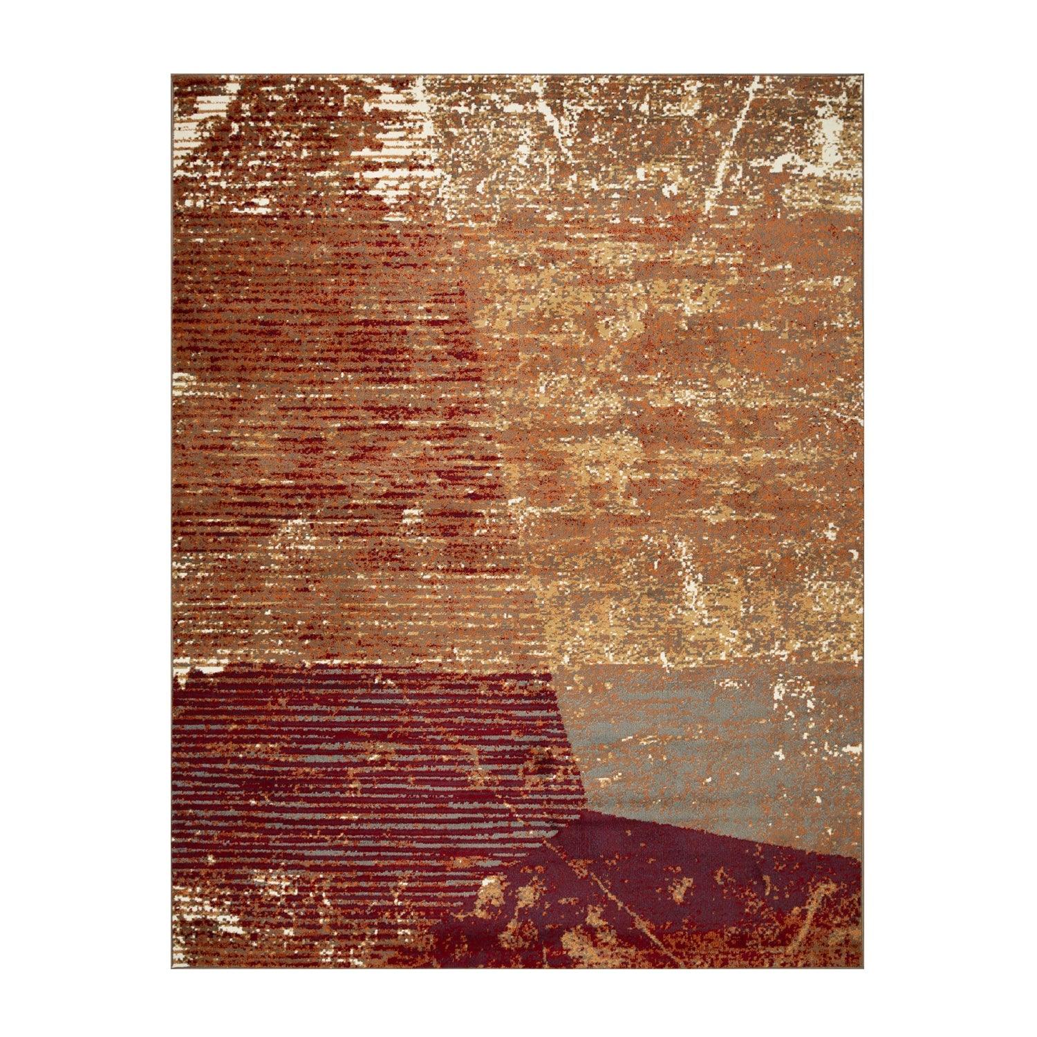 Superior Mabel Abstract Contemporary Indoor Area Rug or Runner  - Brown-Rust