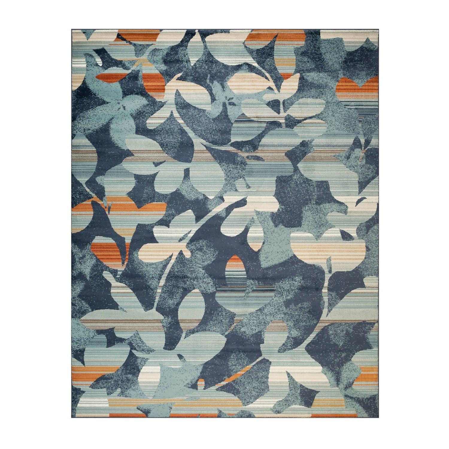 Superior Mahonia Leaf and Vine Indoor Area Rug or Runner  - Blue