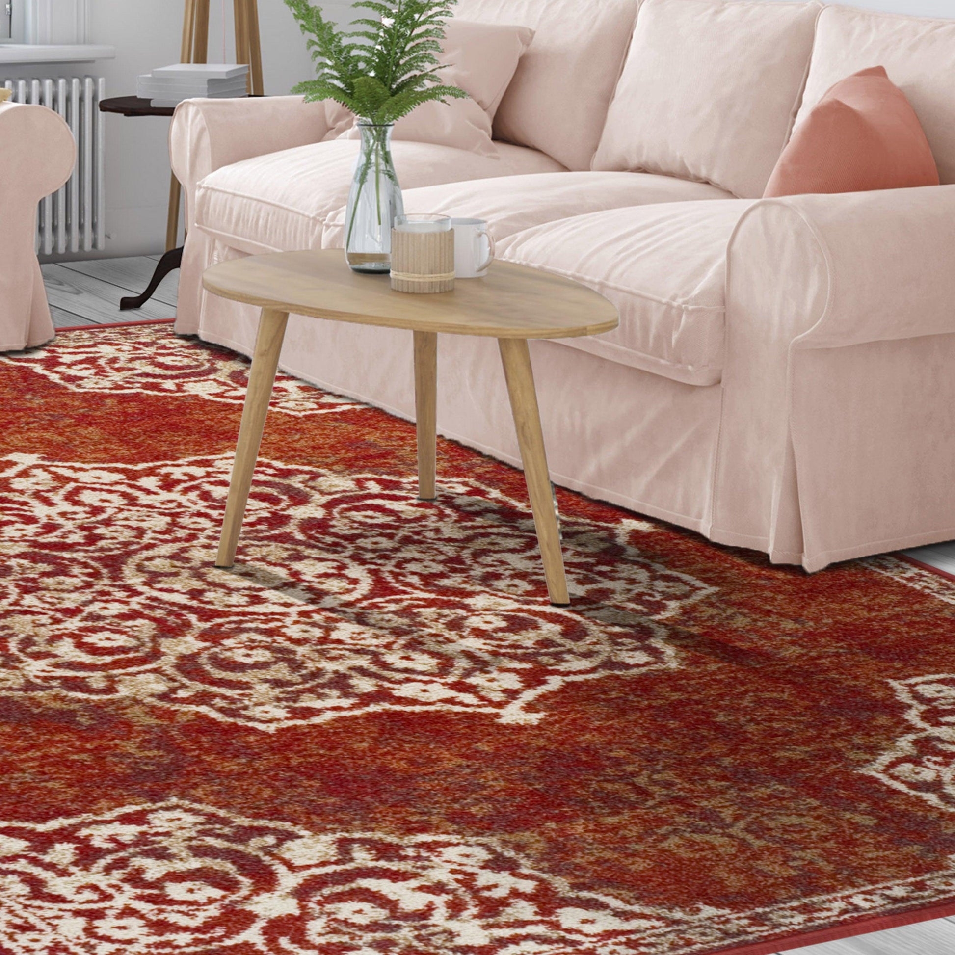  Superior Oriental Medallion Oxidized Area Rug -  Maroon