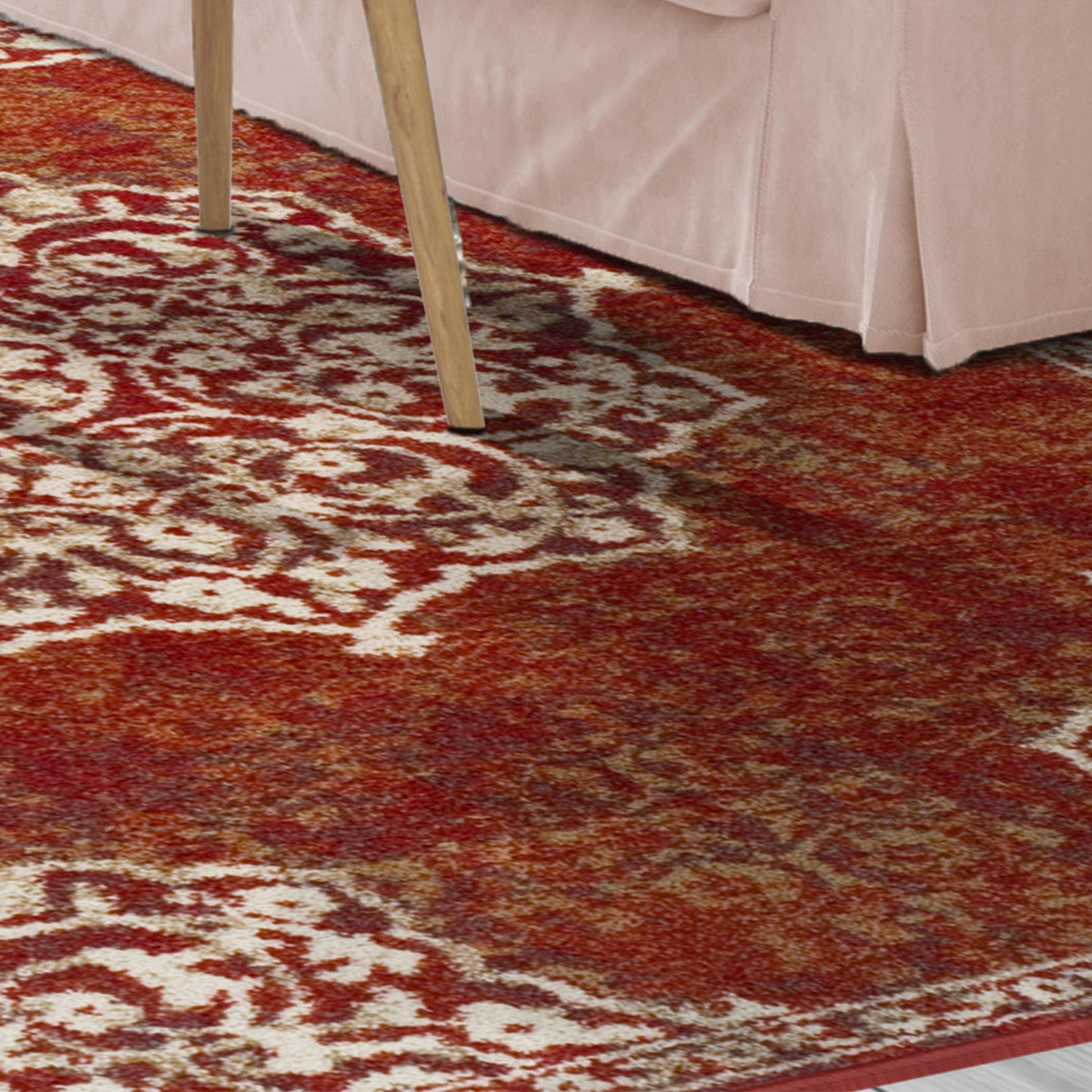  Superior Oriental Medallion Oxidized Area Rug -  maroon