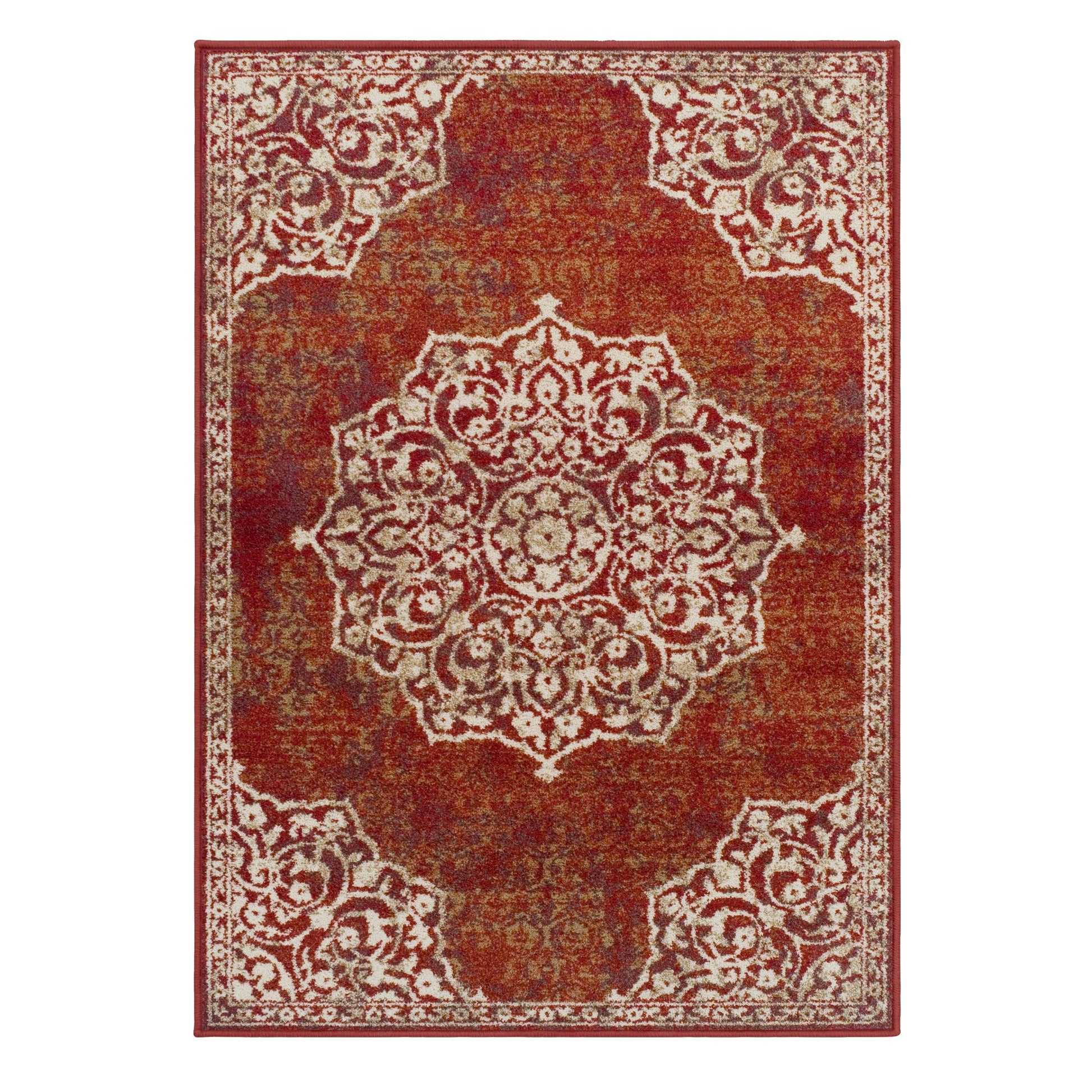 Superior Oriental Medallion Oxidized Area Rug - Maroon