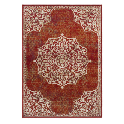 Superior Oriental Medallion Oxidized Area Rug - Maroon