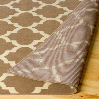  Superior Modern Quatrefoil Geometric Lattice Indoor Area Rug - Camel