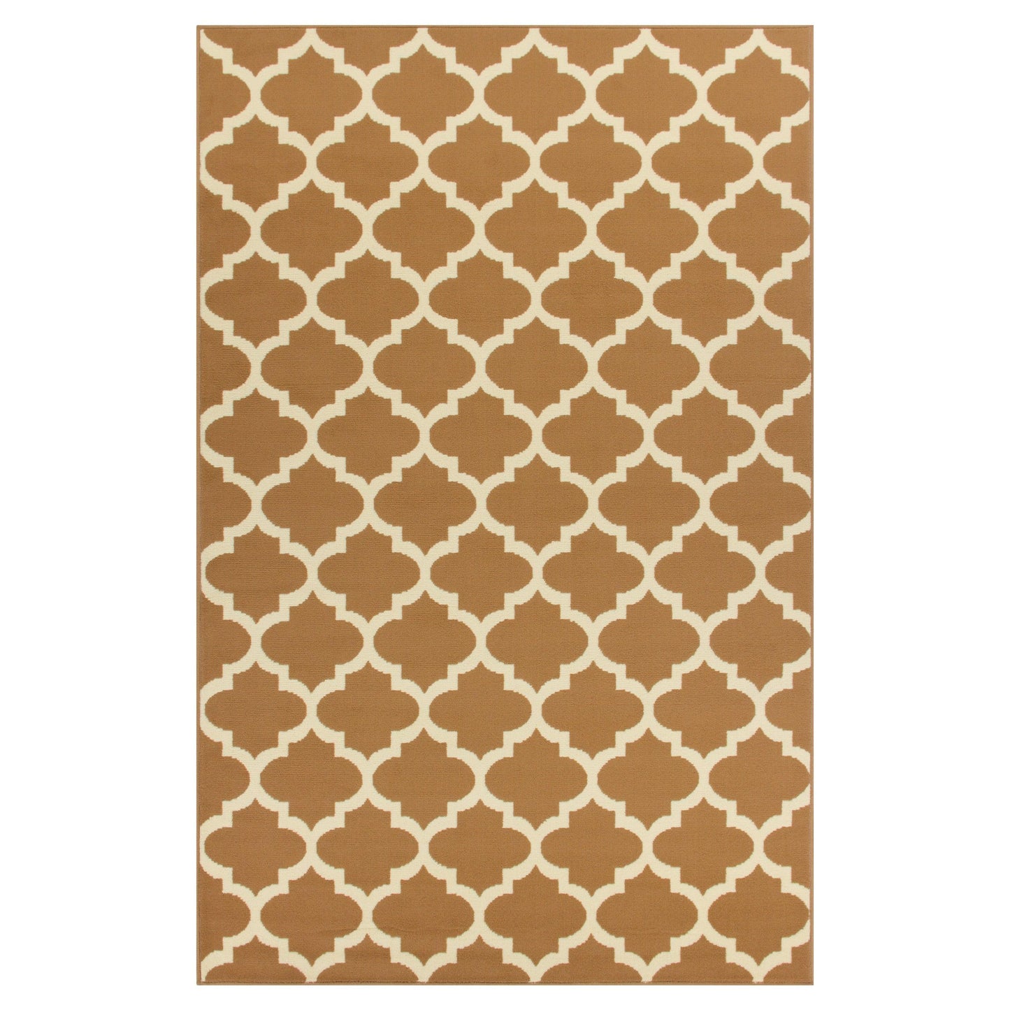 Superior Modern Quatrefoil Geometric Lattice Indoor Area Rug - Camel