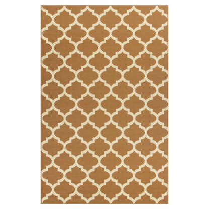  Superior Modern Quatrefoil Geometric Lattice Indoor Area Rug - Camel