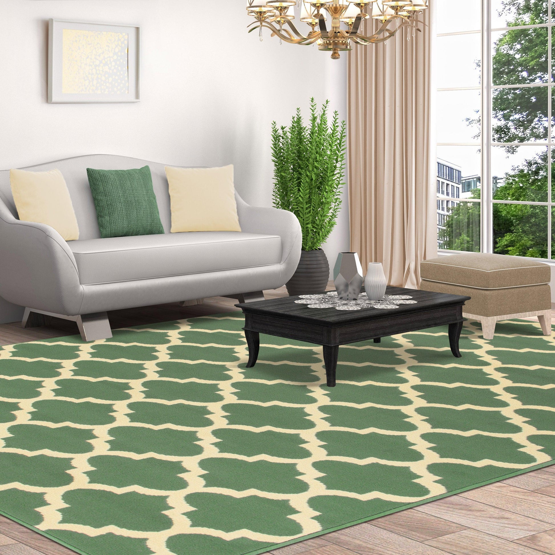  Superior Modern Quatrefoil Geometric Lattice Indoor Area Rug -  Teal