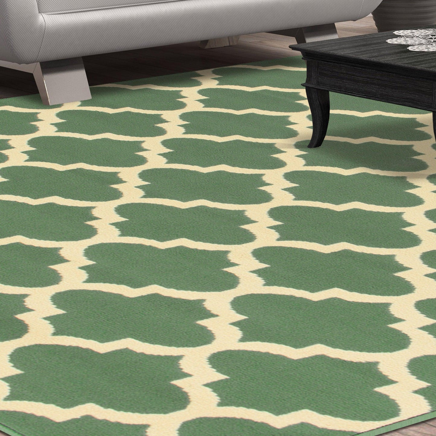  Superior Modern Quatrefoil Geometric Lattice Indoor Area Rug - Teal