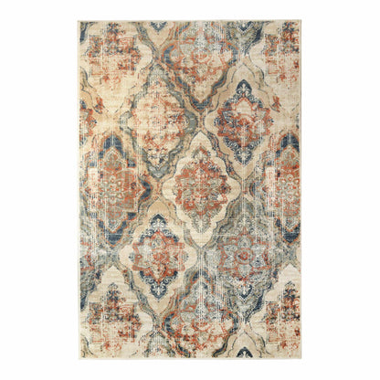 Vintage Distressed Diamond Trellis Indoor Home Area Rug Collection - Blue