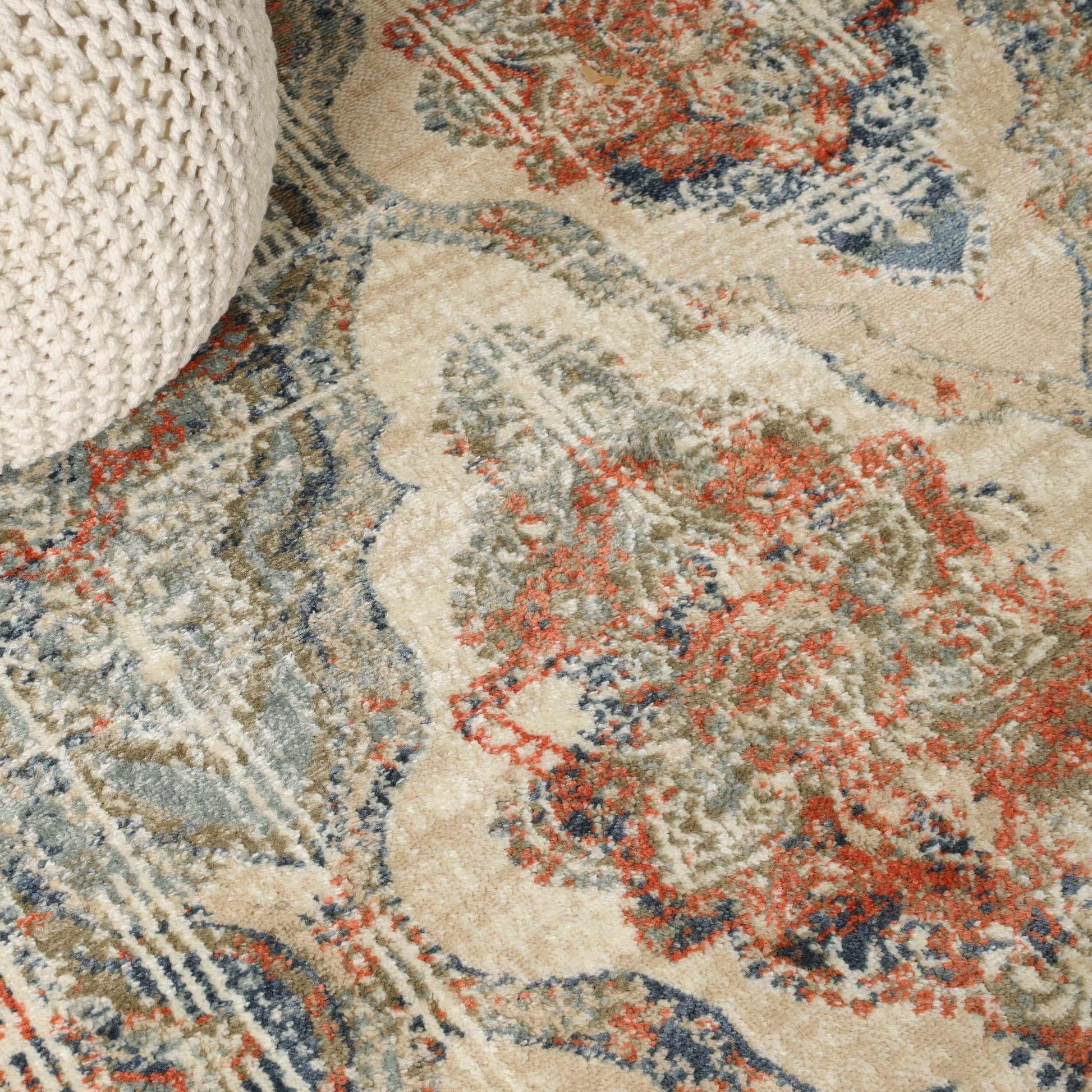 Vintage Distressed Diamond Trellis Indoor Home Area Rug Collection - Blue