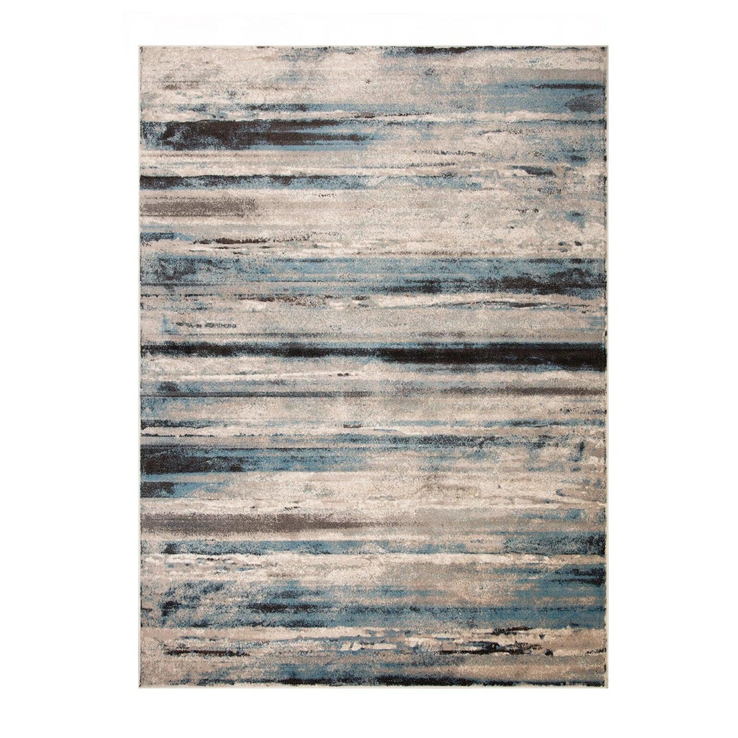 Superior Taia Striped Damask Indoor Area Rug or Runner - Blue-Cream