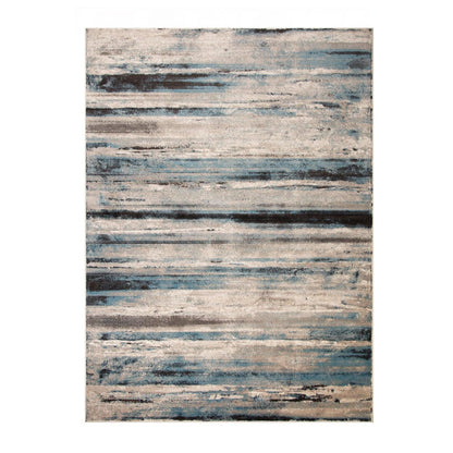 Superior Taia Striped Damask Indoor Area Rug or Runner - Blue-Cream
