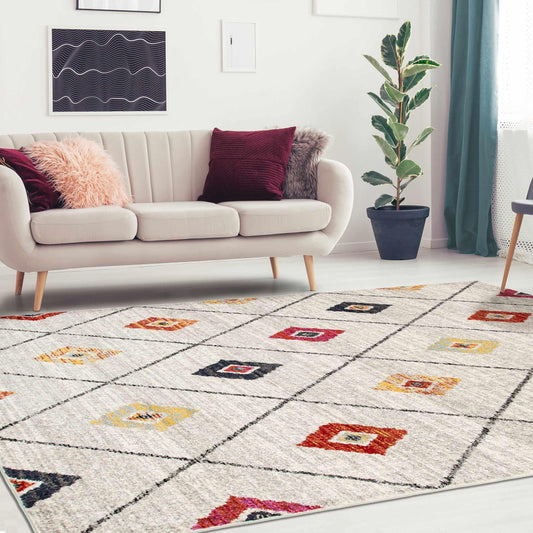 Tavon Bohemian Geometric Diamond Lattice Indoor Area Rug - Sandstone