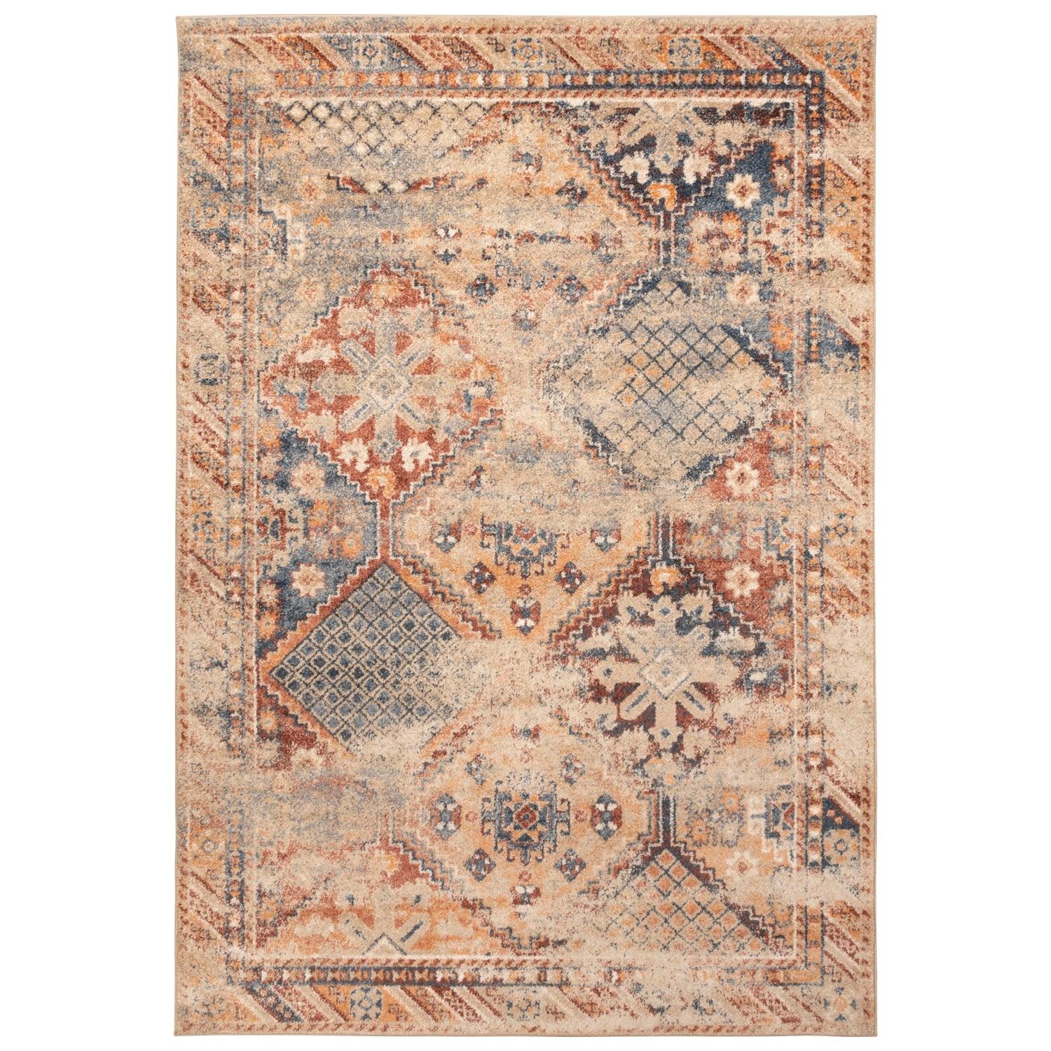 Superior Tyias Vintage Distressed Geometric Patchwork Medallion Indoor Area Rug