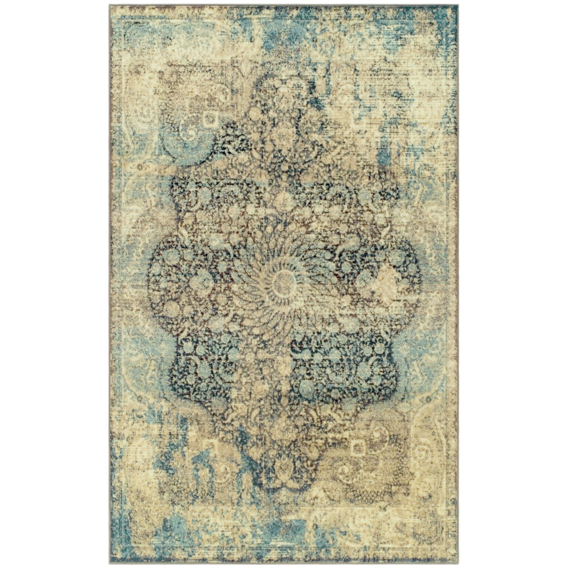 Superior Zelda Vintage Oriental Distressed Medallion Indoor Area Rug or Runner  - Black