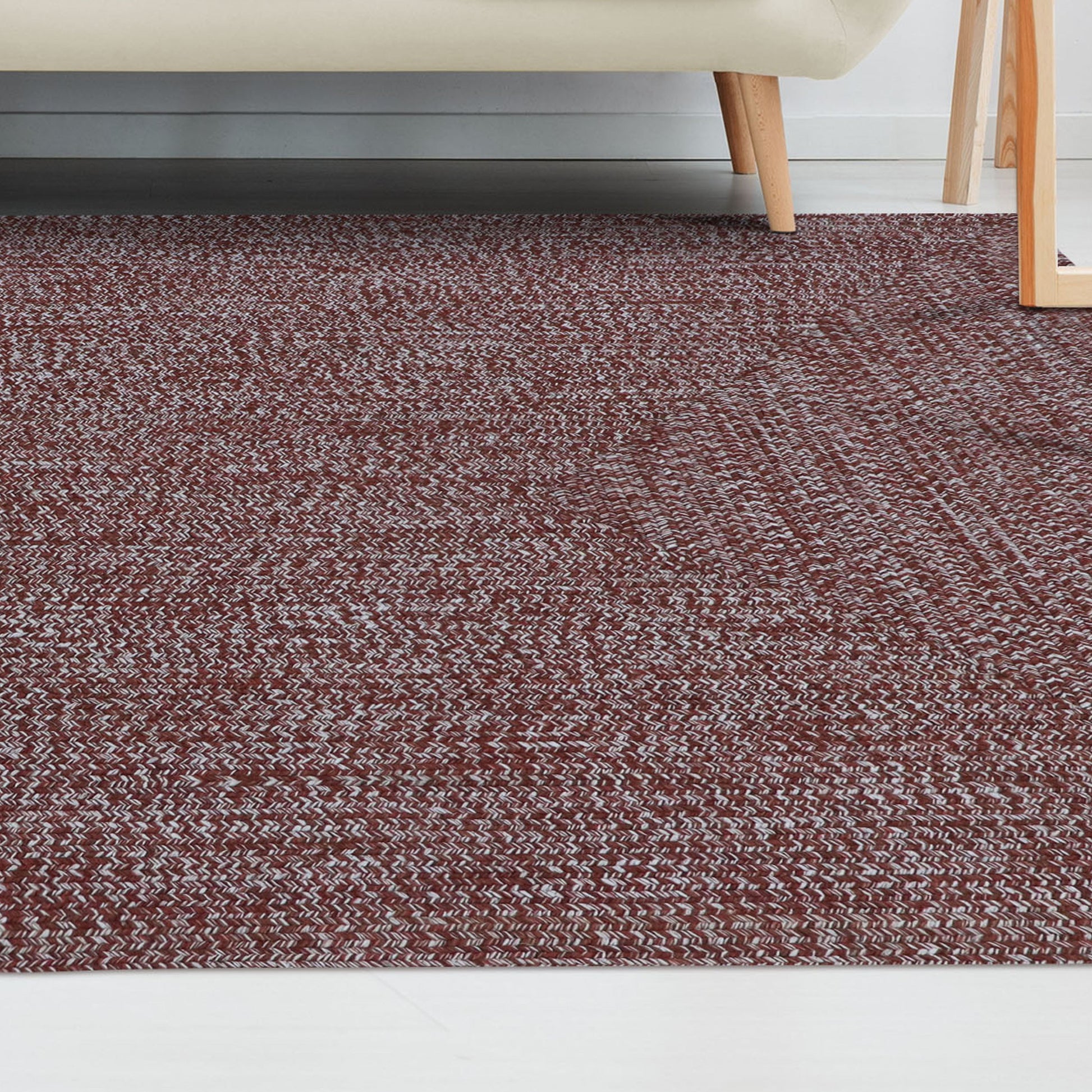 Multi Toned Braided Area Rug Bohemian Indoor Outdoor Rugs - Brick-White