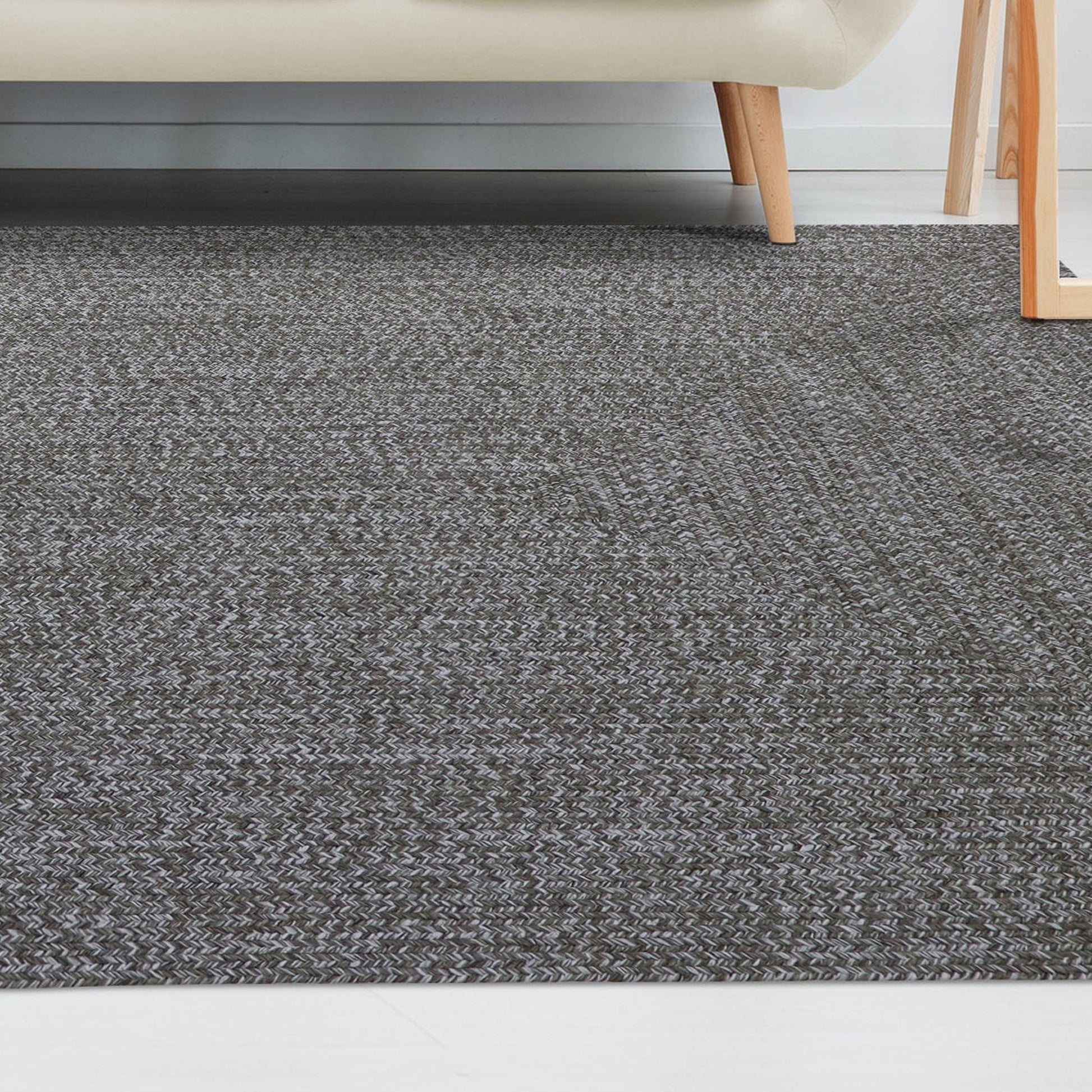 Multi Toned Braided Area Rug Bohemian Indoor Outdoor Rugs - Canvas-White