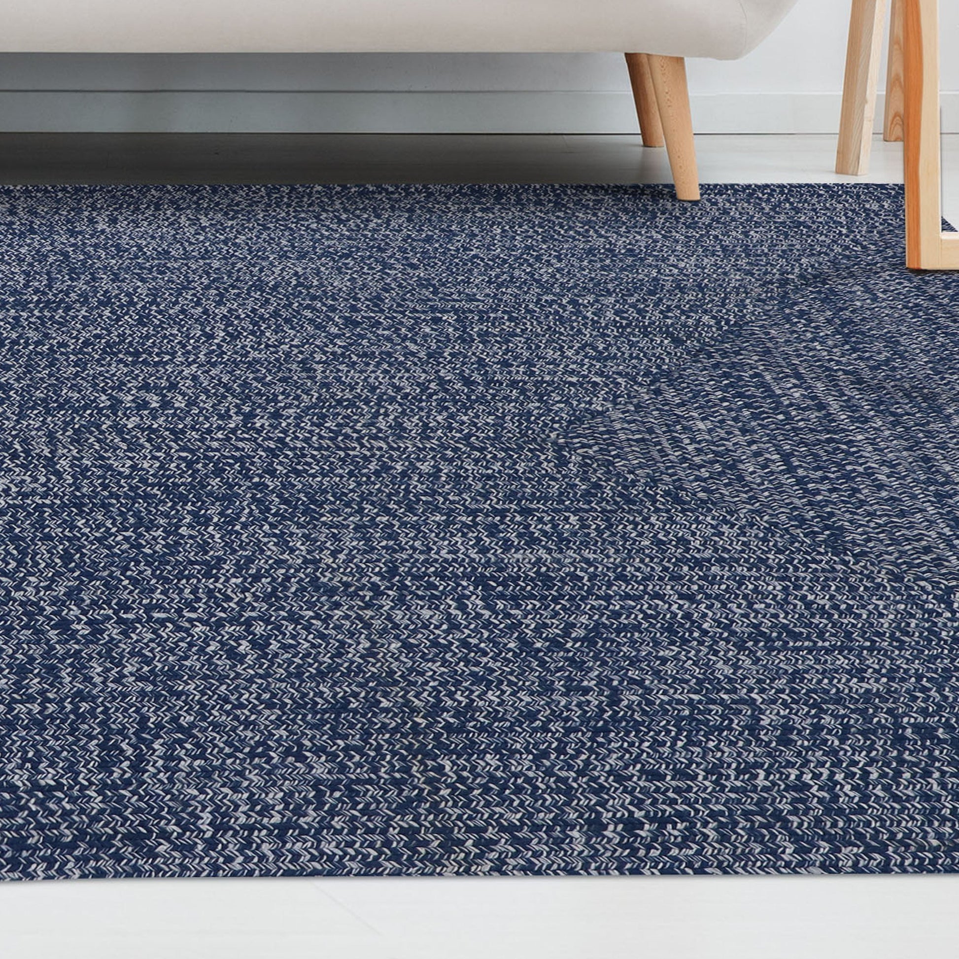Multi Toned Braided Area Rug Bohemian Indoor Outdoor Rugs - DenimBlue-White