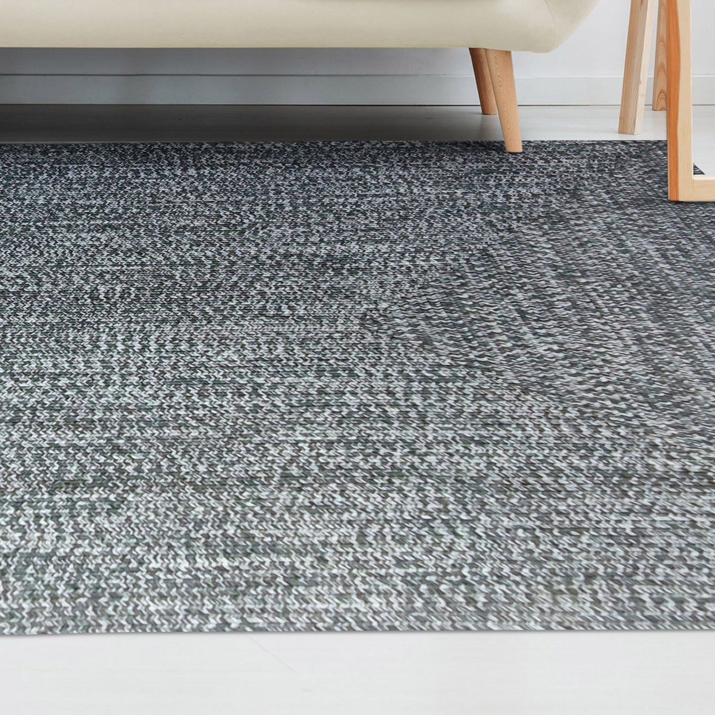 Multi Toned Braided Area Rug Bohemian Indoor Outdoor Rugs - LagoonBreeze-White