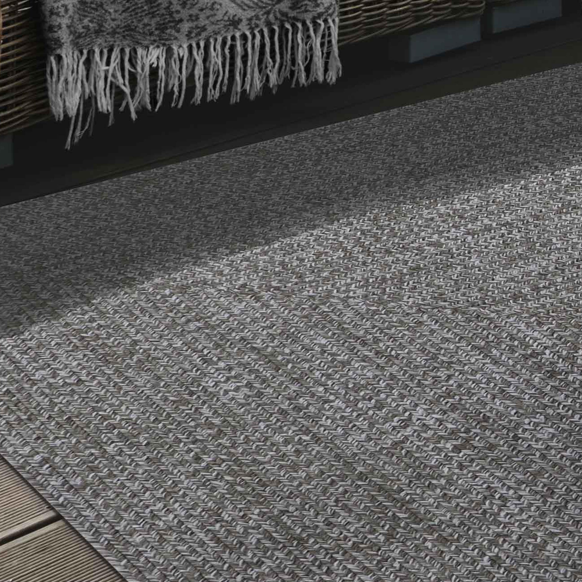 Multi Toned Braided Area Rug Bohemian Indoor Outdoor Rugs - Canvas-White