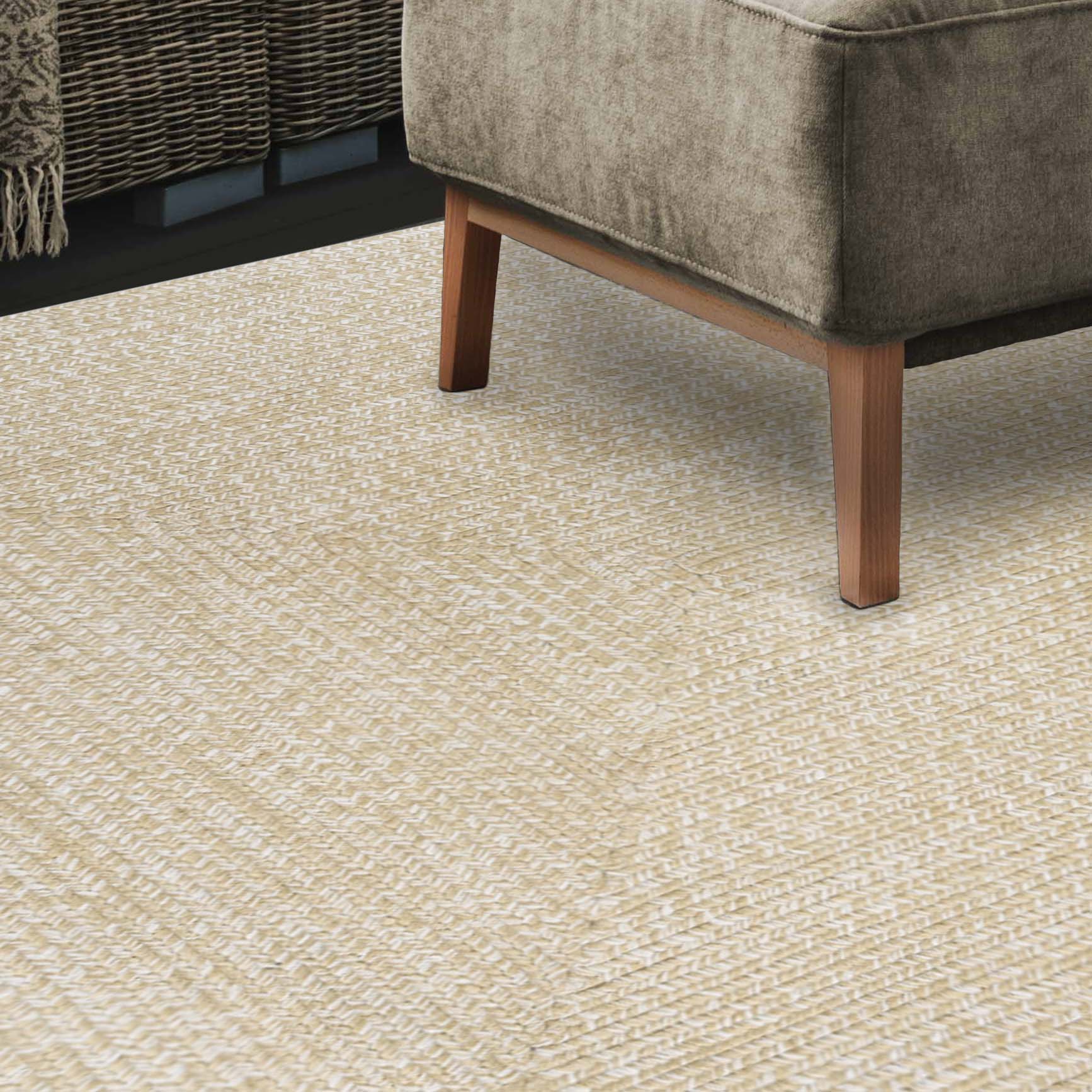 Multi Toned Braided Area Rug Bohemian Indoor Outdoor Rugs - Cream-White