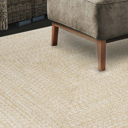 Multi Toned Braided Area Rug Bohemian Indoor Outdoor Rugs - Cream-White