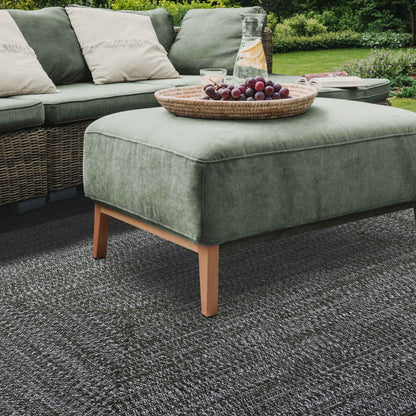 Multi Toned Braided Area Rug Bohemian Indoor Outdoor Rugs - FogGreen-White