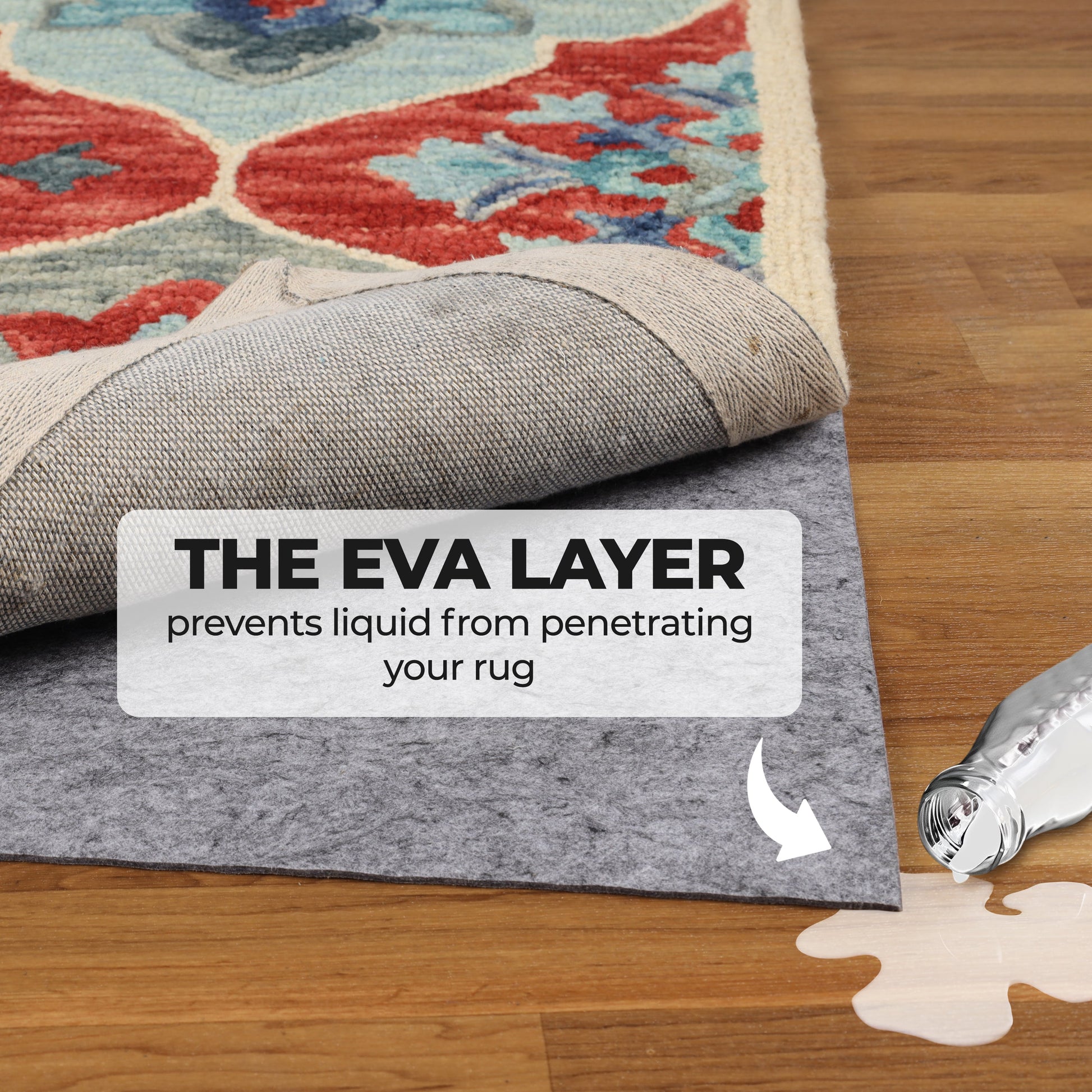 Lynn Non-Slip Protector Felt Rubber Indoor Area Rug Pad With Coating - Neutral