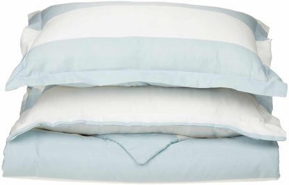 Superior Cotton and Polyester Blend Cabana Stripe Duvet Cover Set - Light Blue