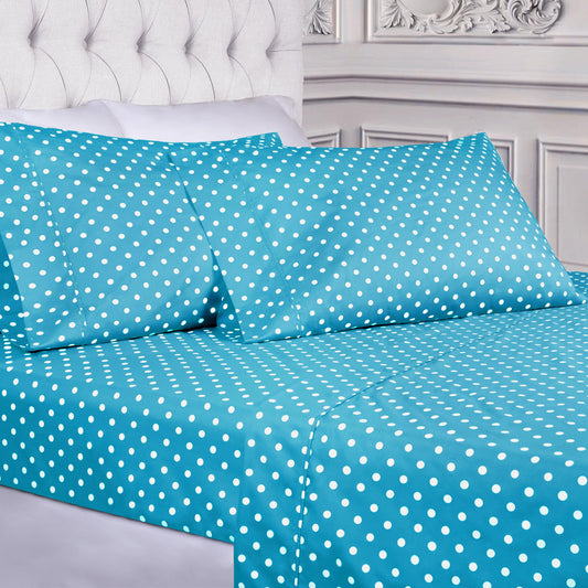 Polka Dot 600 Thread Count Cotton Blend Deep Pocket Sheet Set